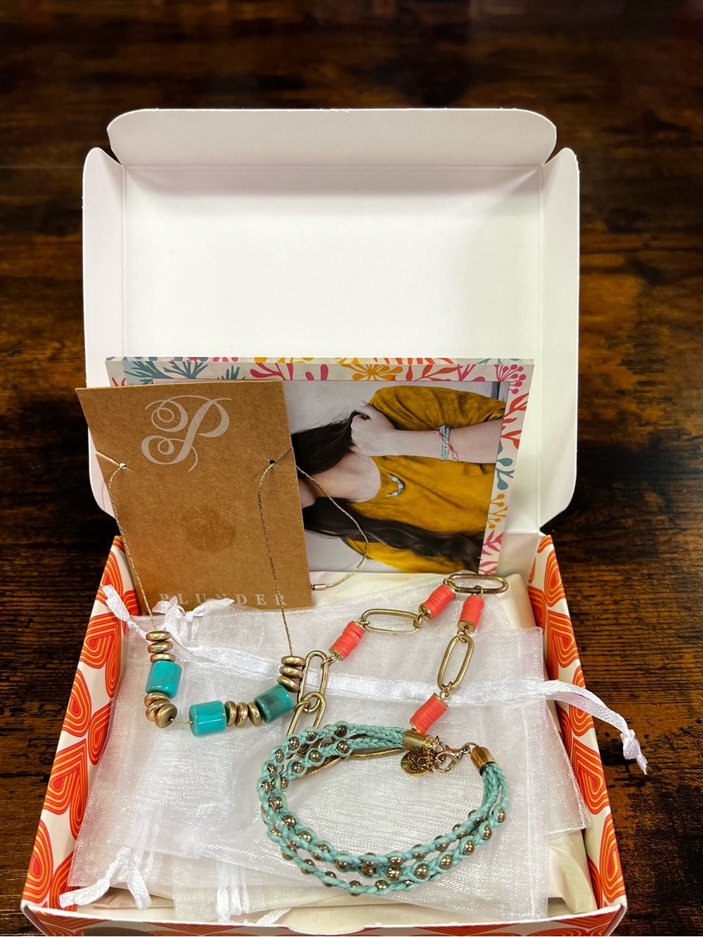 Plunder Coral & Turquoise Mixed Layered Necklace & Bracelet Set